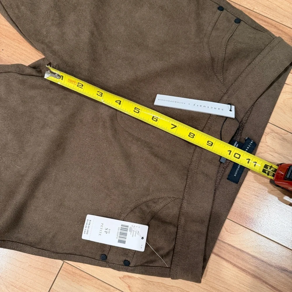 Sanctuary x Anthropologie Brown Faux Suede Pants SP Petite High Rise Skinny NWT